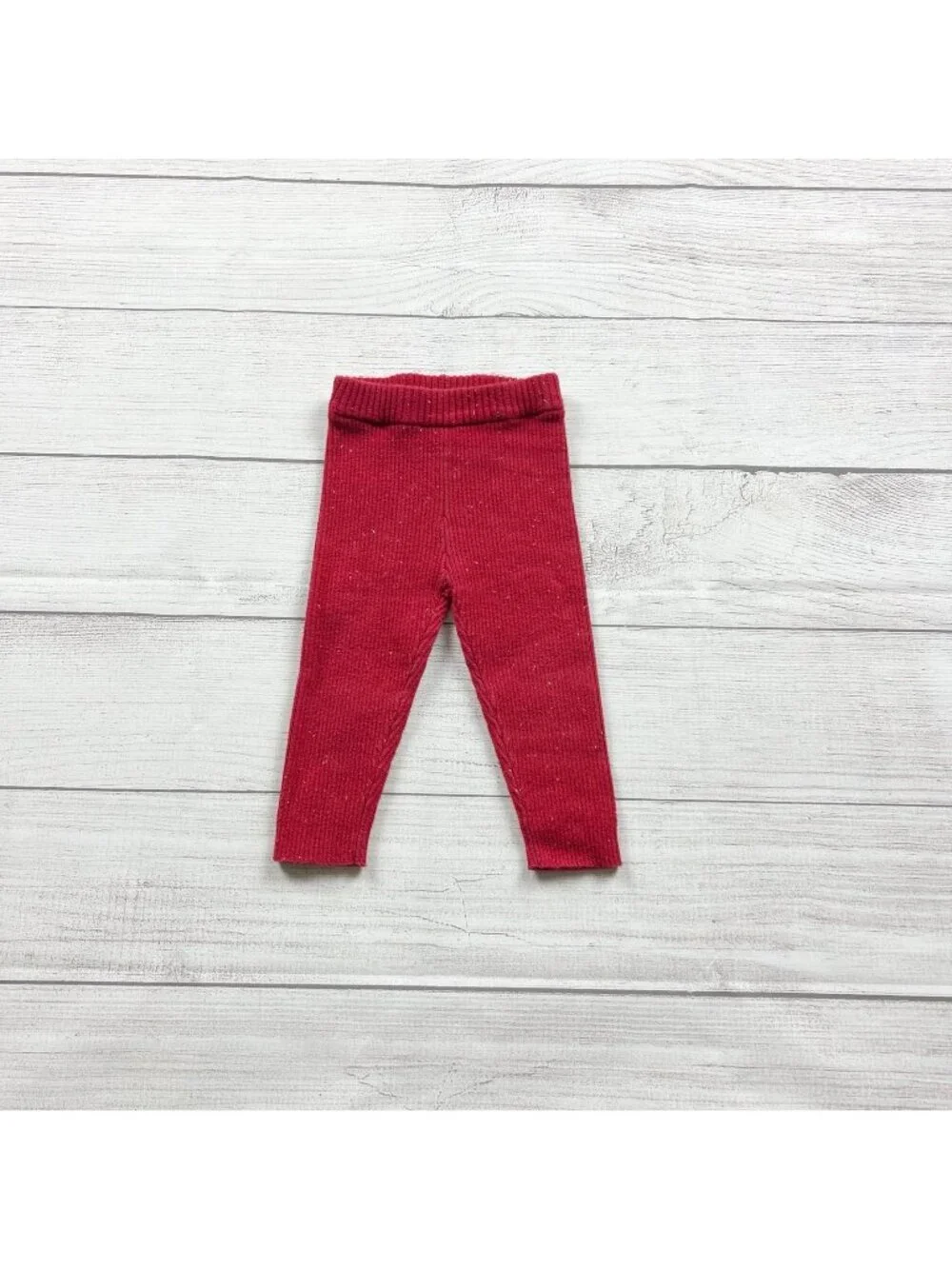 Genuine Kids Oshkosh Red Ribbed Knit Leggings 9-12 Months